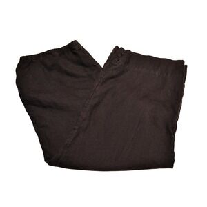J. Jill Linen Wide Leg Pants Womens Large Black Elastic Waist Casual Pull-On